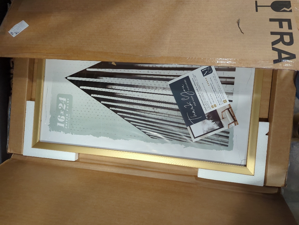 MCS Foundation 16x24 Poster Frame Traditional Brass, Vertical & Horizontal Wall Hanging Large Picture Frame for Photos, Posters & Art Prints (1-Pack)