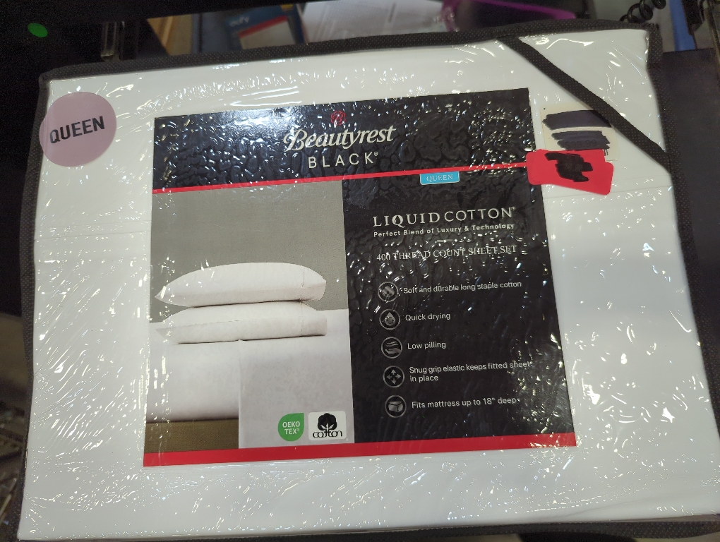 Beautyrest White Queen Liquid Cotton 400 Thread Count Sheet Set