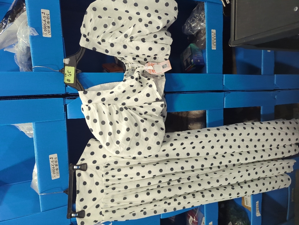 Size M.Women Skirt Suit Short Sleeve Square Neck Polka Dots Printed Cropped Top High Waist Slit Skirt