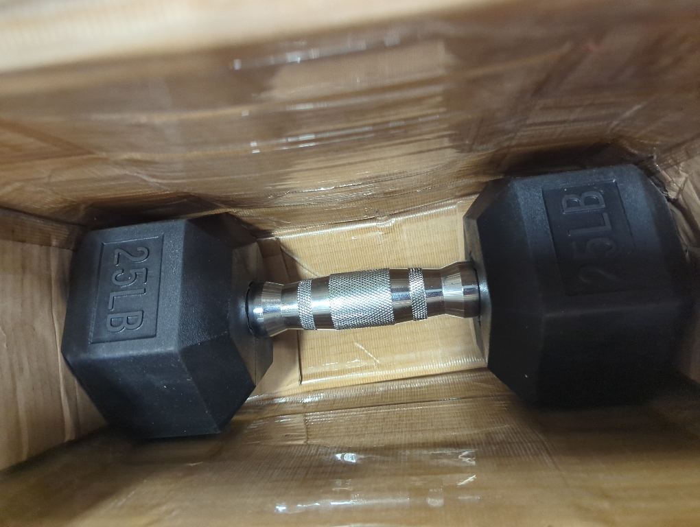 Amazon Basics 25 lbs Rubber Hex Dumbbell Hand Weight