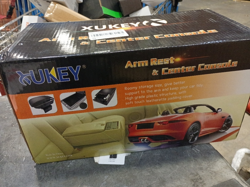 Armrest Box Double Layer Front Center Console Black Leather with Charging 7 USB Ports for Universal Car