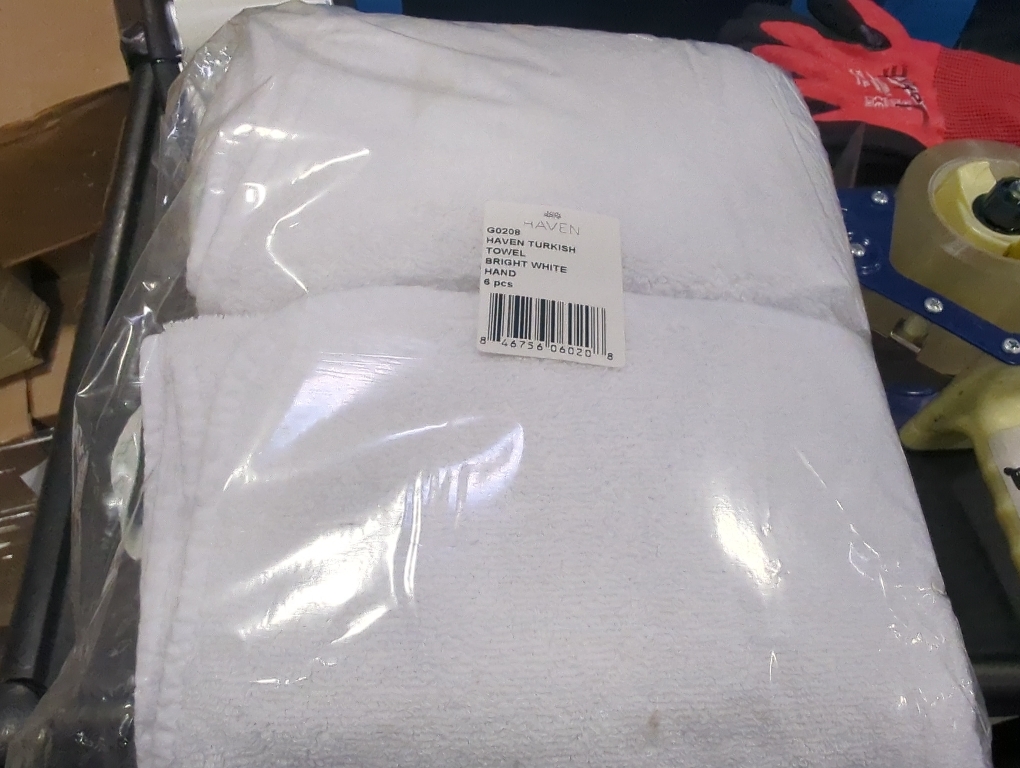 Set of 6 Color White Haven Turkish towel bright hand