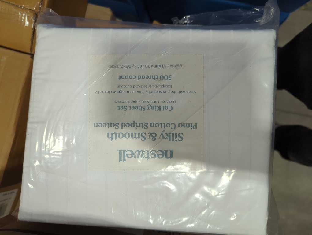 Nestwell Pima Cotton 500-Thread-Count California King Sheet Set in White Stripe