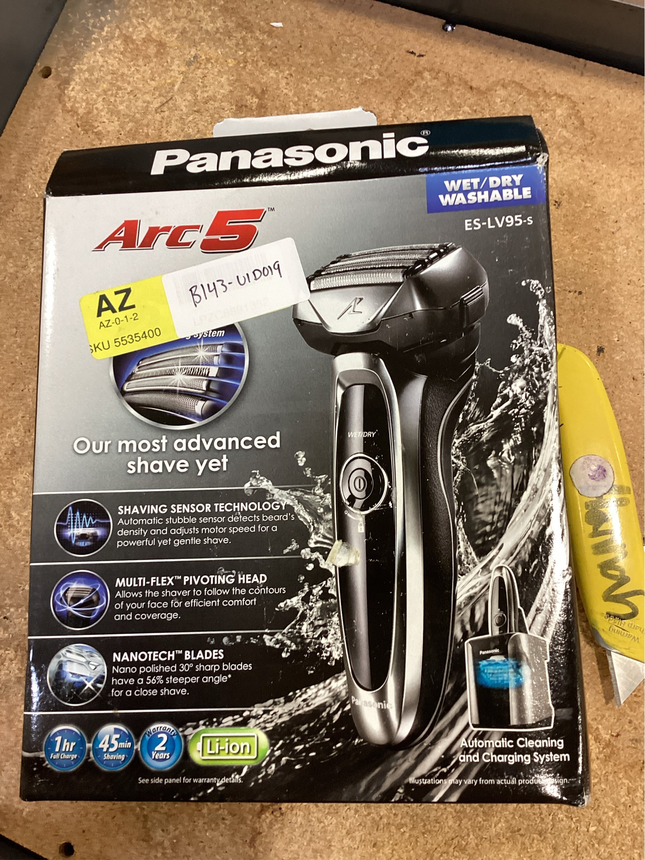Panasonic ARC 5-Blade Advanced Men's Electric Shaver with Clean & Charge System ES-LV95-S