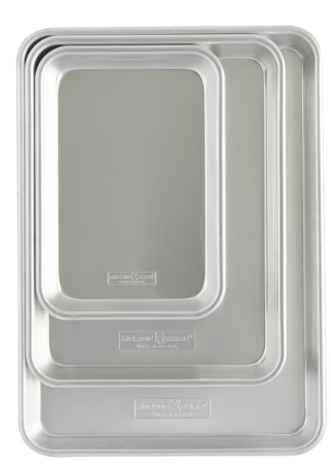 Nordic Ware Naturals 3 Piece Aluminum Sheet Pan Set with Jelly Roll, Quarter Sheet and Eighth Sheet Pans