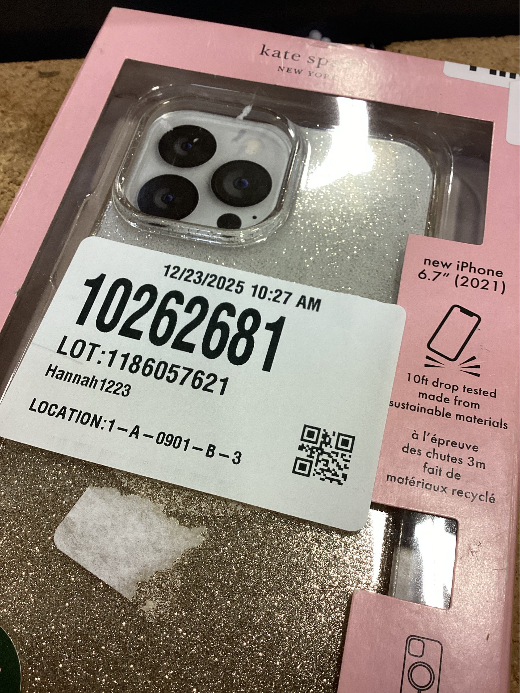 kate spade new york - Protective Hardshell Case for Magsafe for iPhone 13/12 Pro Max - Champagne Omgre Glitter