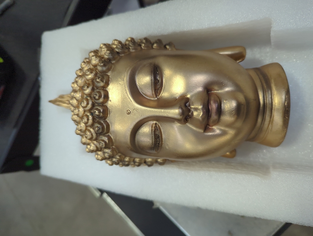 eSplanade Buddha Head Statue for Home Decor | Resin Buddha Face Showpiece for Living Room, Meditation, Office Table Desk, Shelf | Tibetan Buddhist Idol | Zen or Yoga Figurine Gifts | Golden, 9 Inch