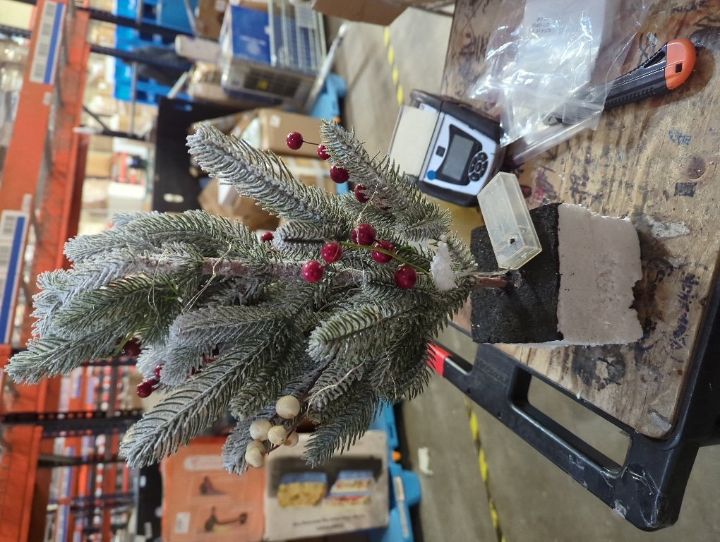 Gerson 22 Inch Decorative Holiday Tree with Pine Cones Berries and Snow in A Bucket