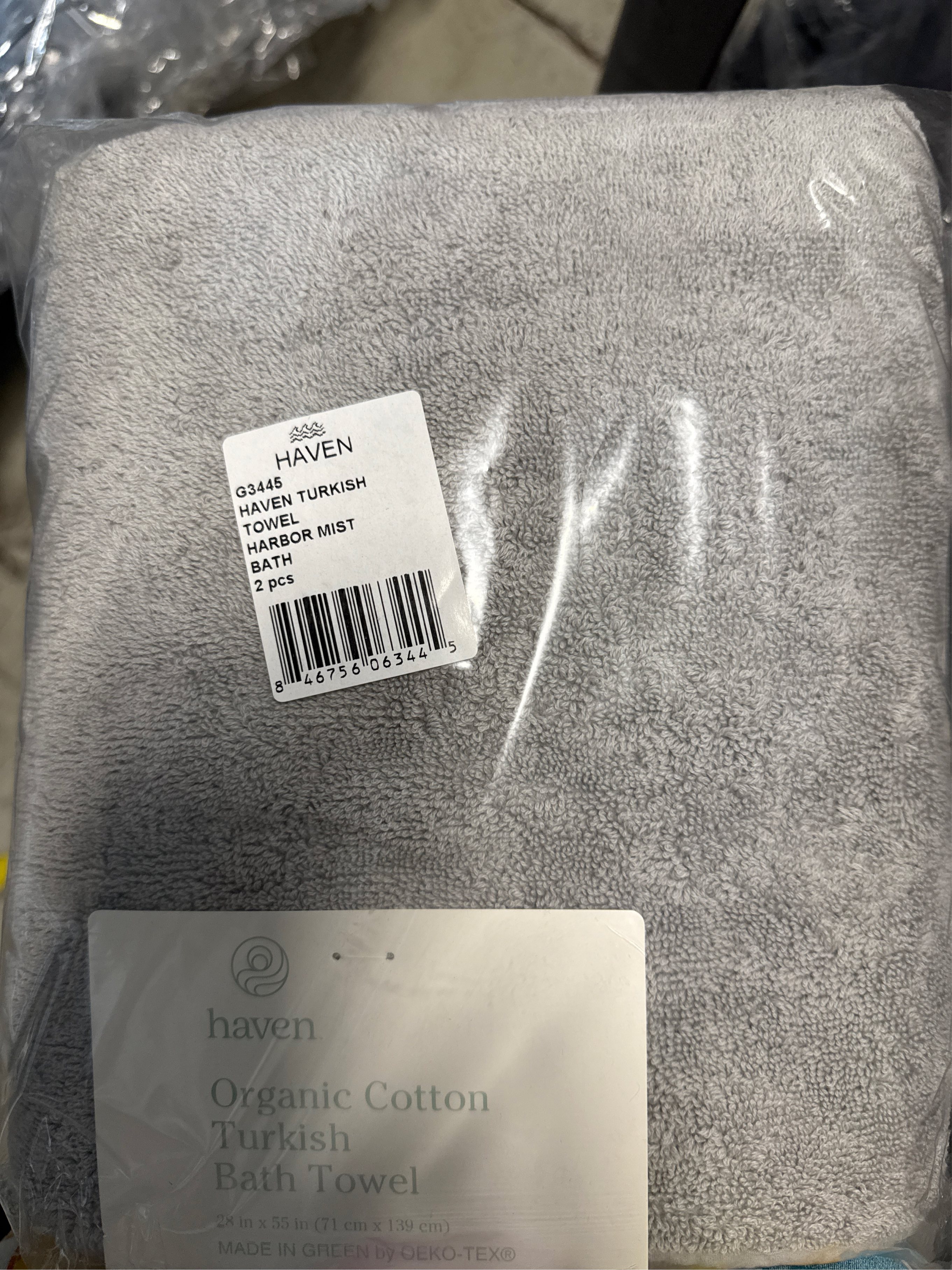 Haven Turkish Cotton Bath Towel in Harbor Mist Grey - set of 2
