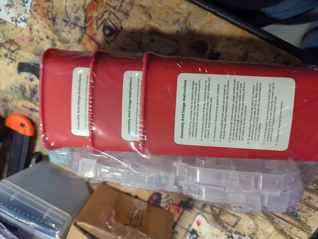 Sharps Container for Home Use and Professional 1 Quart (3-Pack) by Alcedo | Biohazard Needle and Syringe Disposal | Small Portable Container for Travel