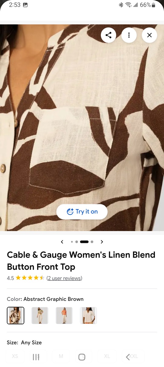 XL Cable & Gauge Women's Linen Blend Button Front Top
