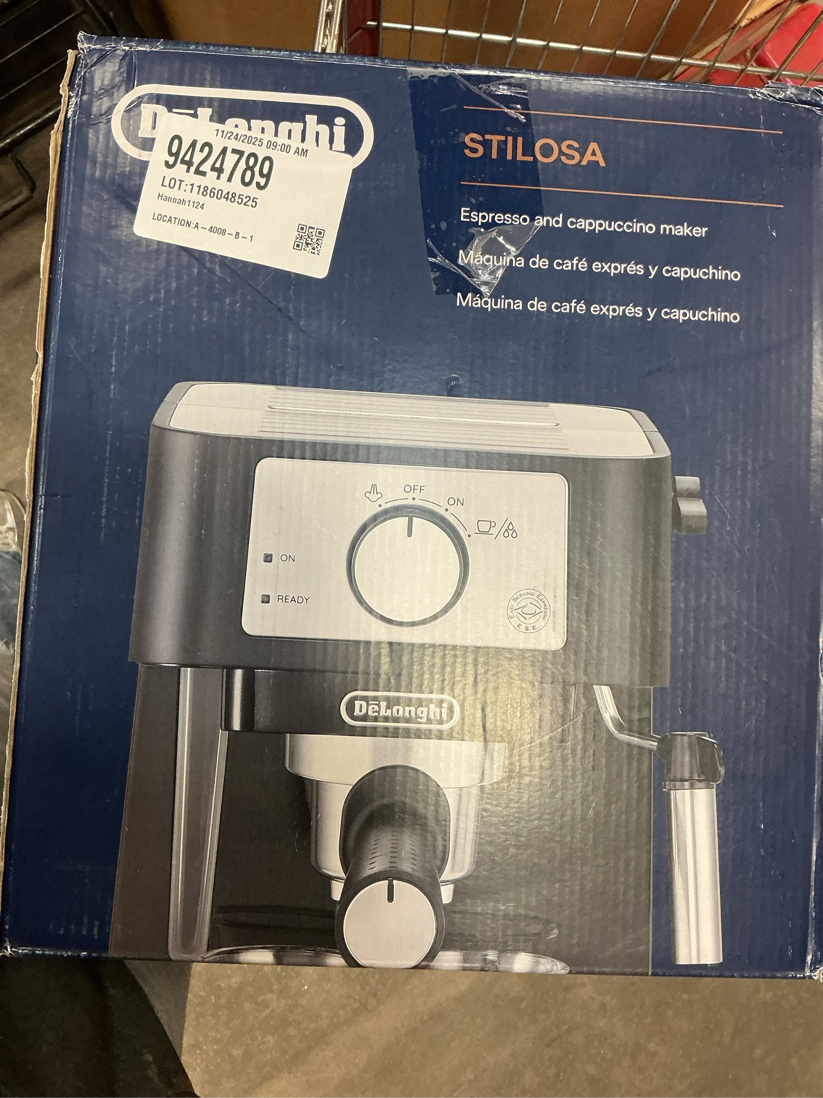 De'Longhi Stilosa Manual Espresso Machine, Compact Coffee Maker, 15 Bar Pump Pressure, Manual Milk Frother Steam Wand for Authentic Single & Double Espresso, Lattes & Cappuccinos, Tamper Included