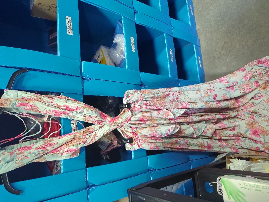 Size M Tsukko Maxi Flora Vacation Dress Sleeveless Backless Ruffle Pleated for Women Cutout Chiffon