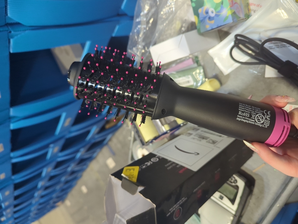 Dual Voltage Mini Hair Dryer Brush with UK/EU Plug, Blow Dryer Brushes 120V - 240V for European Travel, One Step Hair Dryer and Styler Volumizer with Negative Ion Anti-frizz Styling Brush