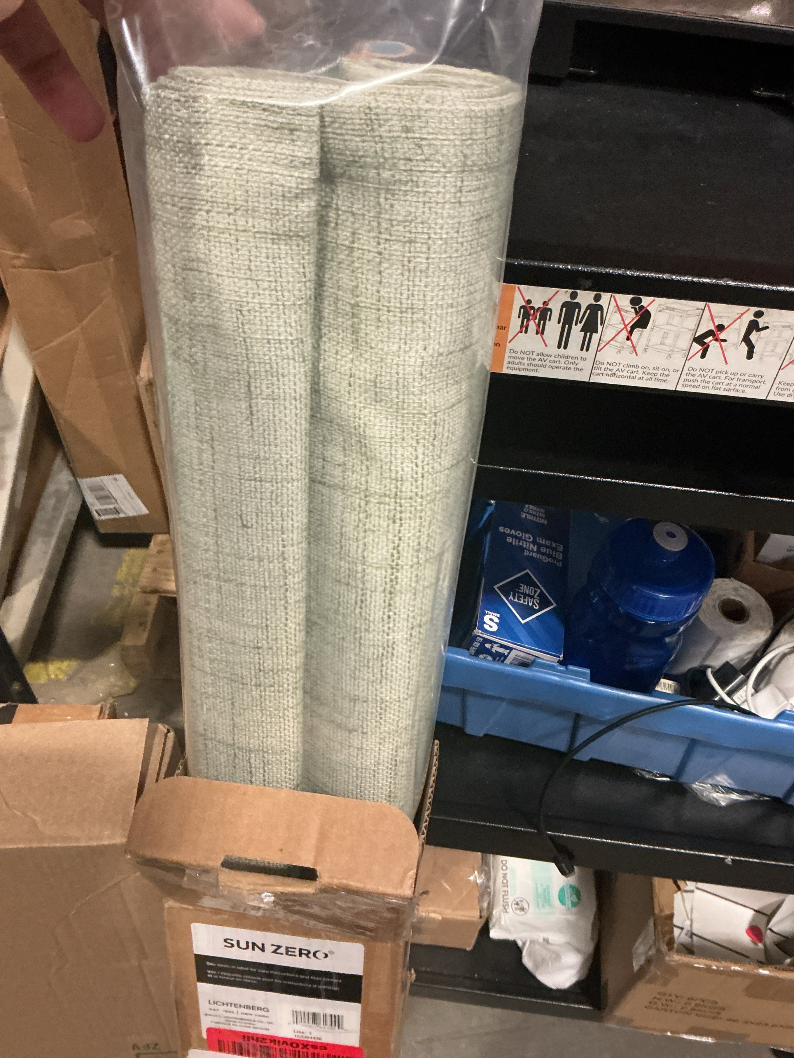 Sun Zero Seraphina Textured Total Blackout Cordless Roman Shade, 31 x 64, Sage Green