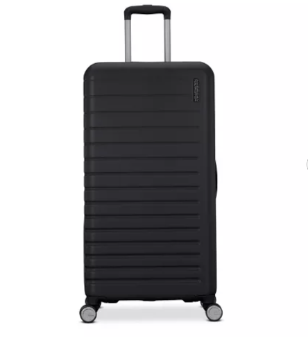 American Tourister Trunk Hardside Spinner Suitcase - Black: Wheeled Check Luggage