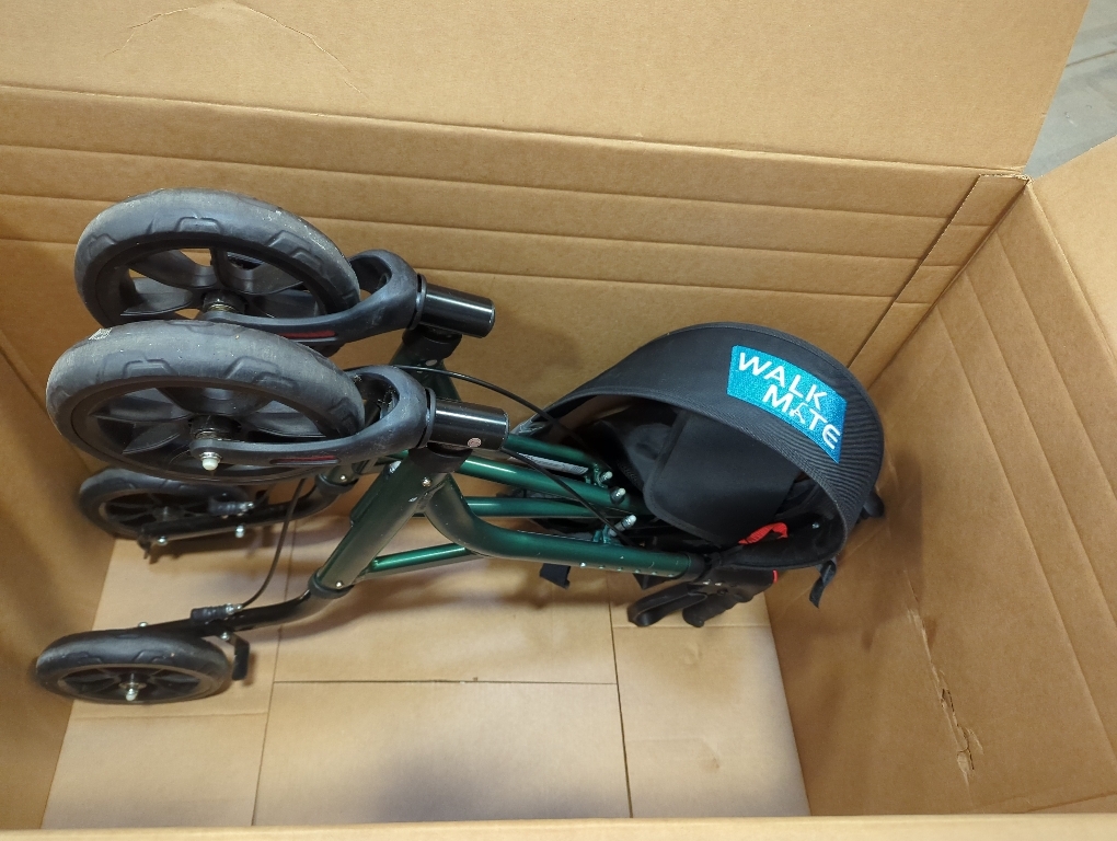 WALK MATE Rollator Walker for Seniors with Cup Holder, Upgraded Thumb Press Button for Height Adjustment, 4 x 8 Wheels Walker with Seat Padded Backrest Folding Lightweight Walking Aid, Green