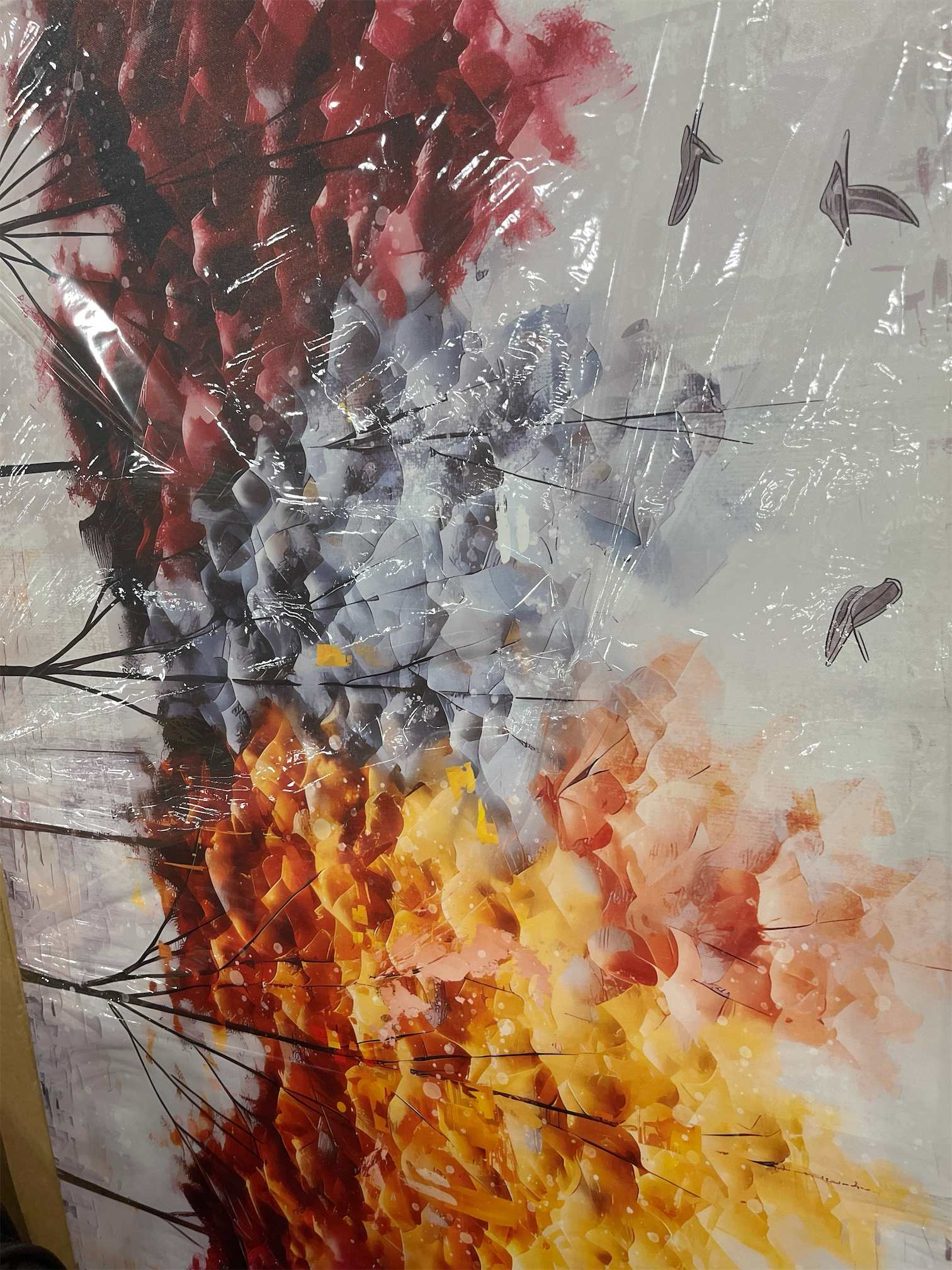 ENTANUB Birch Tree Wall Art for Living Room, Colorful Canvas Wall Picture for Bedroom, Forest Print Painting Decor, Large Size (Littles scratch)