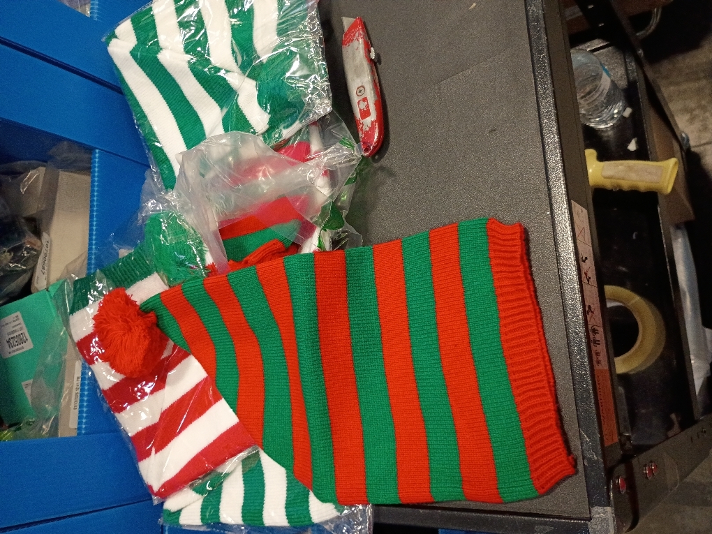 6 Pcs Christmas Elf Hat Knitted Santa Hat Winter Beanie Striped Hat for Adult Xmas New Year's Party Costume Accessory