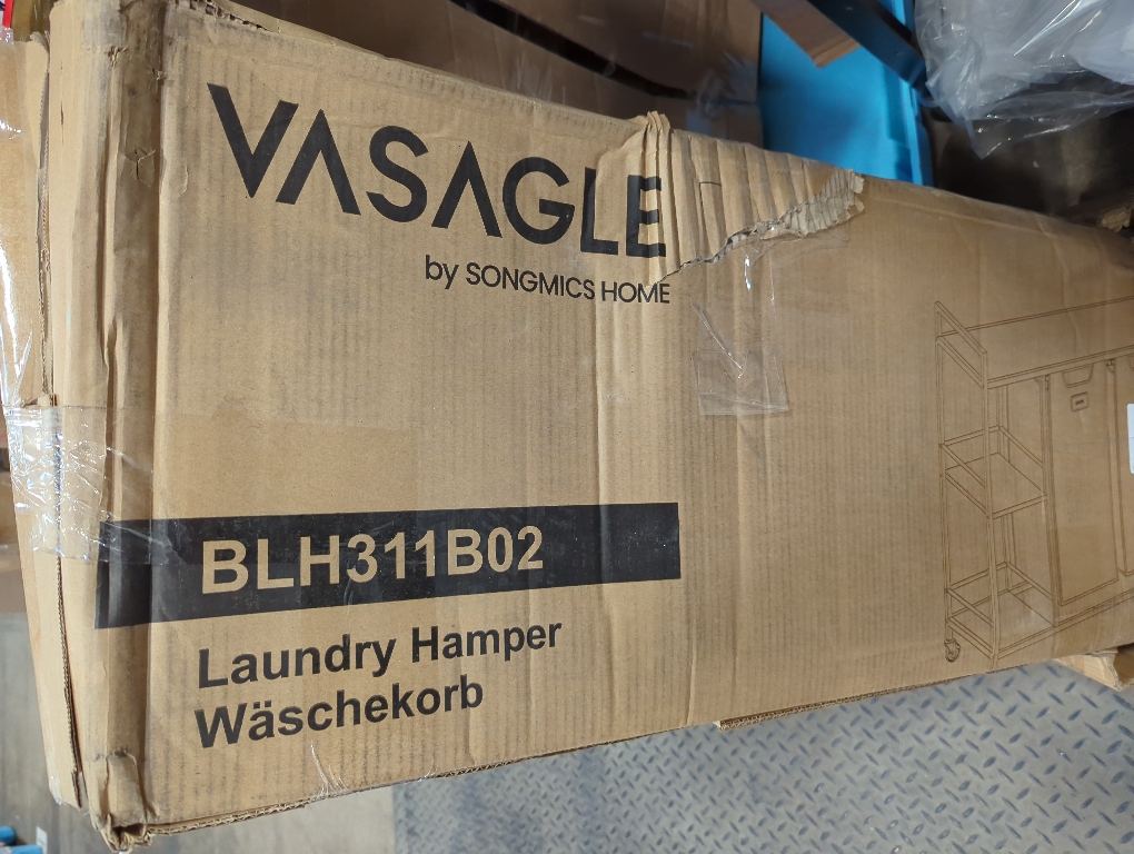 VASAGLE Laundry Hamper with 2 Compartments, 26.4 Gal. (100 L) Laundry Sorter, Rolling Laundry Cart with Shelves, Removable Liners, 6 Labels, Chestnut Brown, Ink Black and Dove Gray UBLH311B02