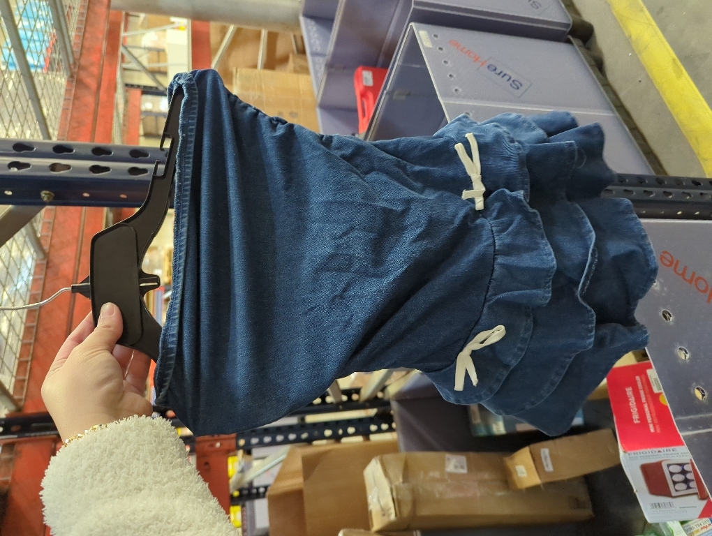 Size XS Floerns Girl's Ruched Strapless Tube Top Bowknot Denim Dress Cute Tiered Dress