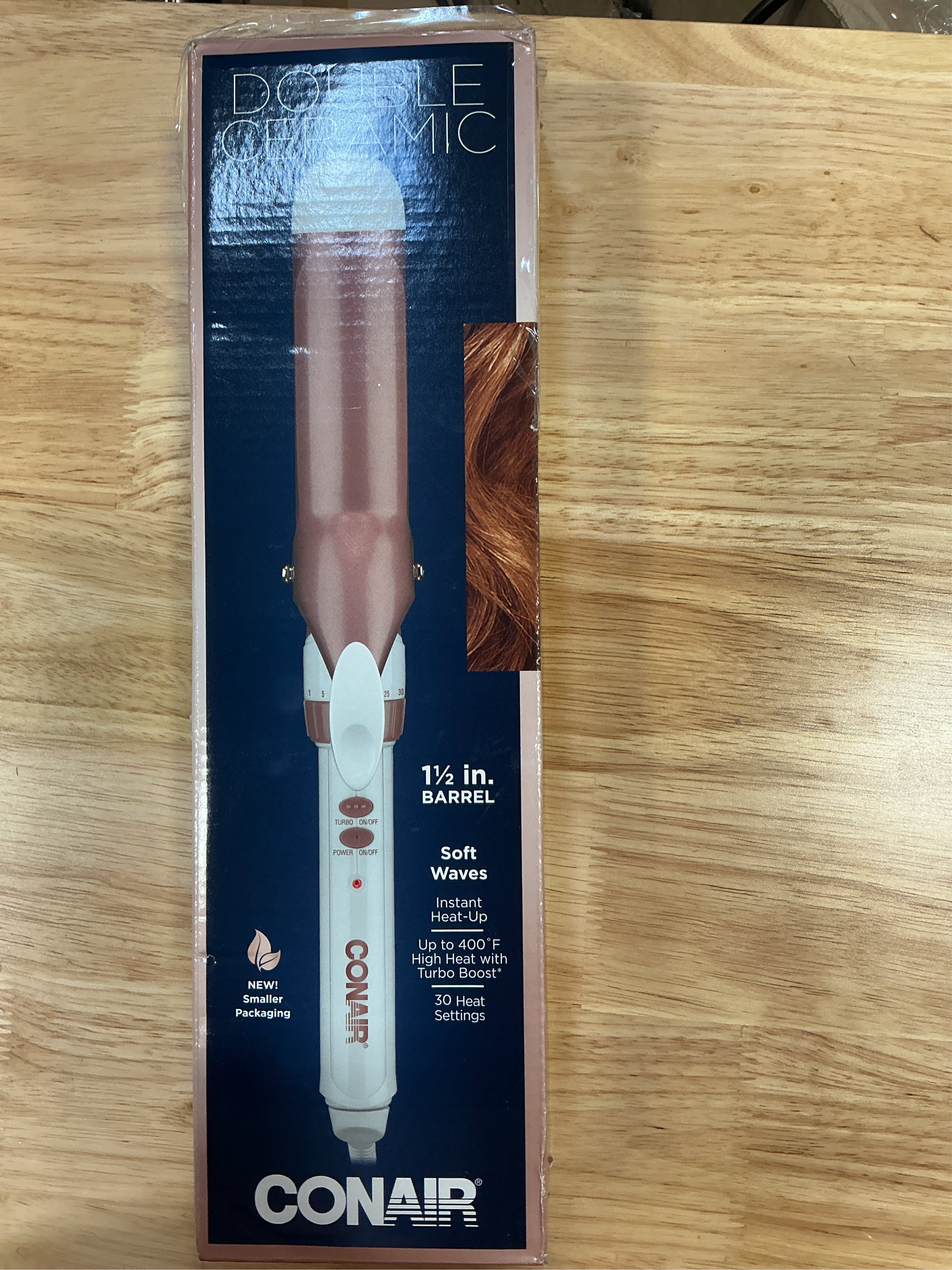 Conair Double Ceramic 1-1/2 Inch Curling Iron, 1.5-Inch Barrel Creates Soft Waves and Curls, Hair Curler for Use on Medium and Long Hair, White