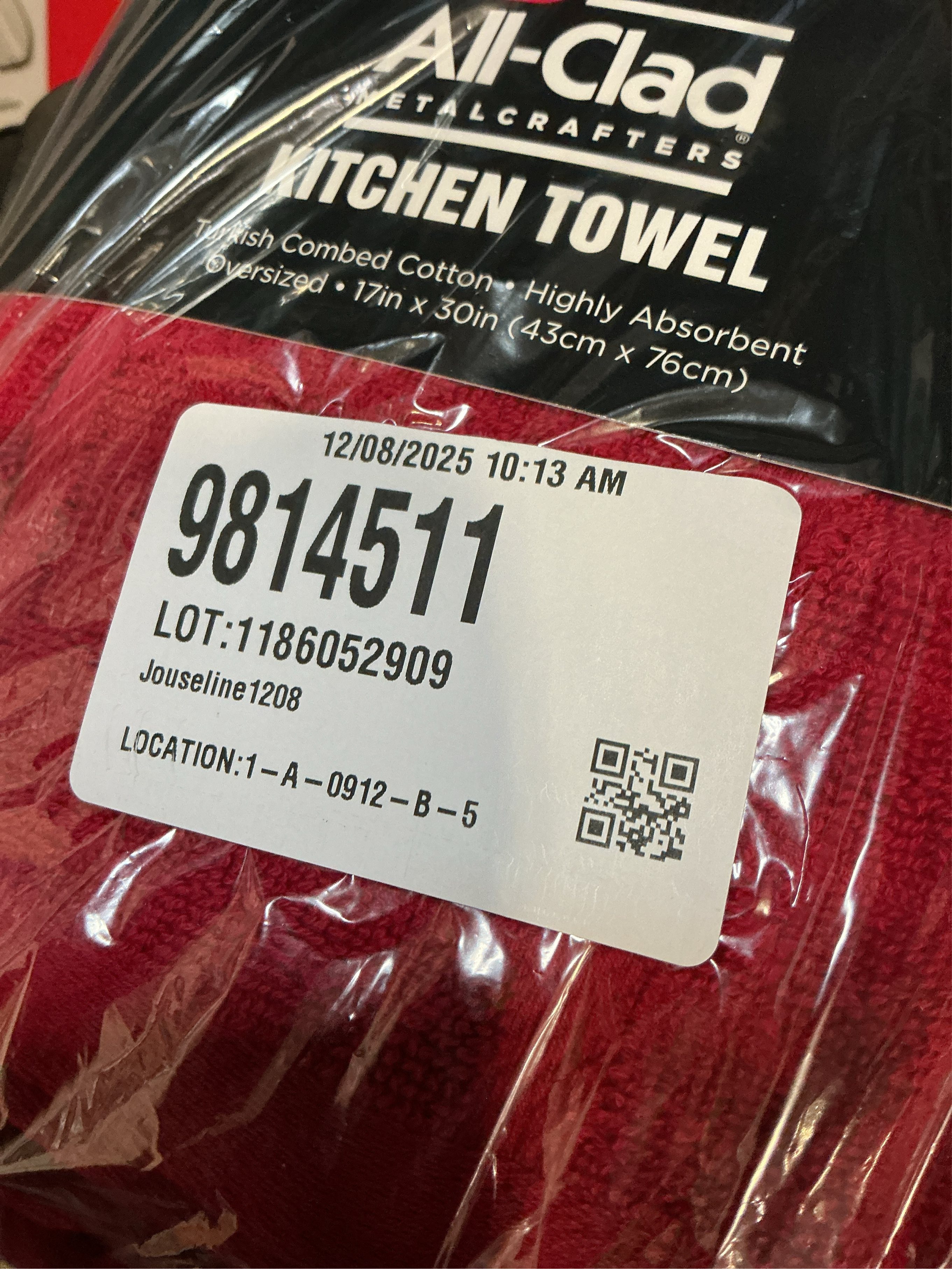 3 packs All-Clad Solid Kitchen Towel: Highly Absorbent, Super Soft Long Lasting - 100% Cotton, 17x30 Tea Towel for Cleaning & Drying Dishes, Pans, Glassware, or Countertops, (1-Pack), Chili