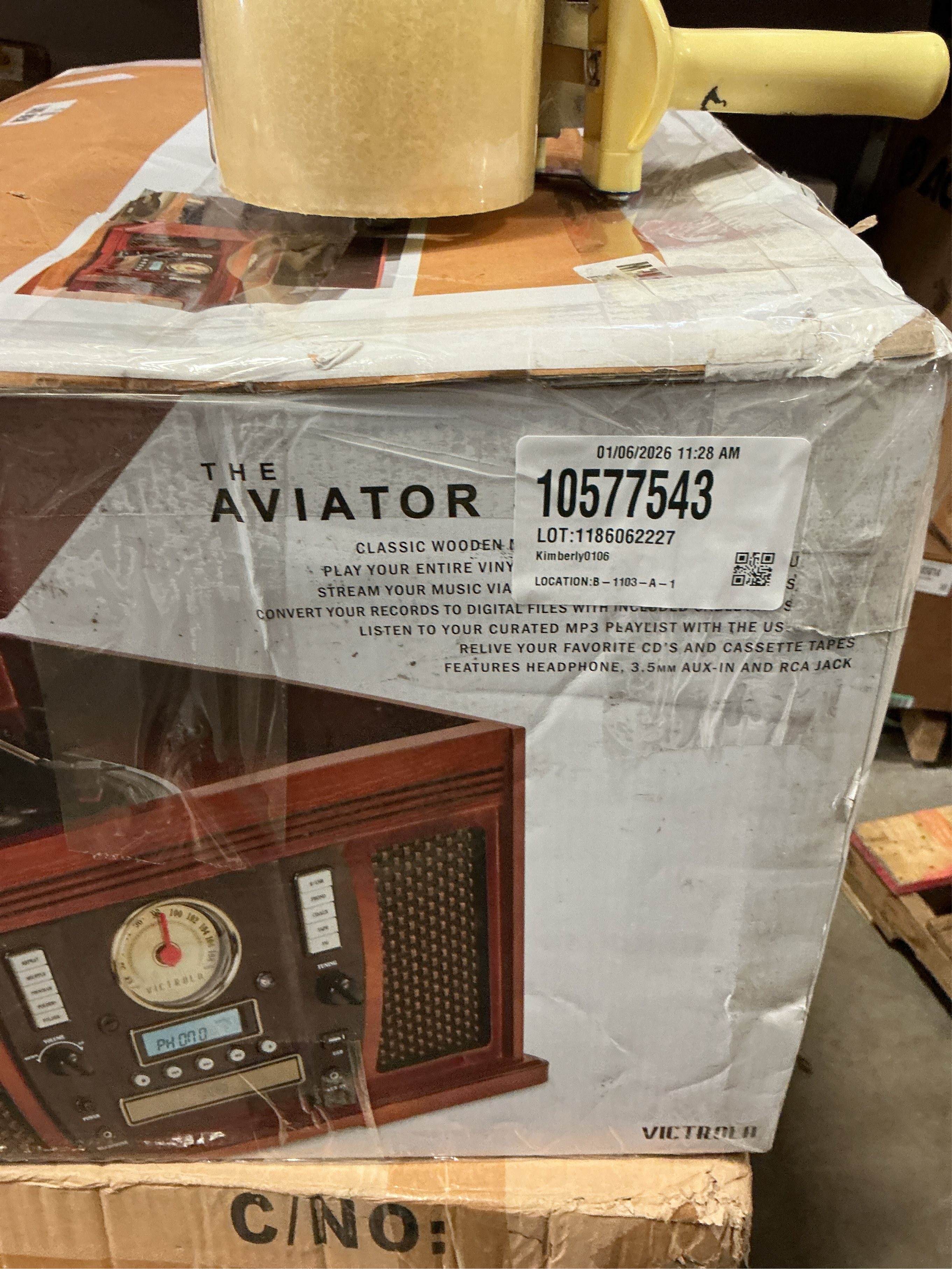 Victrola Aviator Signature Bluetooth Record Player, Mahogany - 1