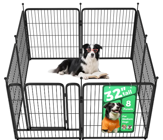 FXW Rollick Dog Playpen, Indoor, Yard & RV Camping, 32 H, 8 PanelsEasy setup, Heavy-duty, DIY layouts, for Small & Medium Dogs, Patented