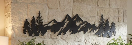 Black Metal Mountain Wall Art, Large Mountains Wall Decor,
