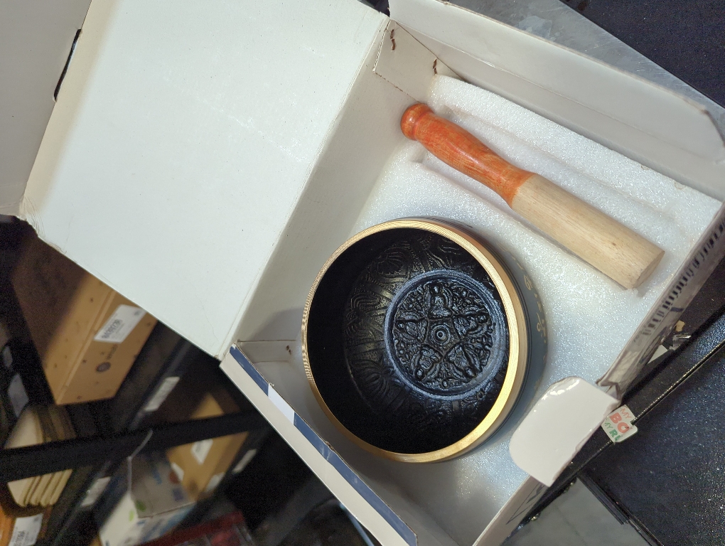 eSplanade - 6 inches - Singing Bowl Tibetan Buddhist Prayer Instrument With Striker Stick | OM Bell | OM Bowl | Meditation Bowl | Music Therapy (black)