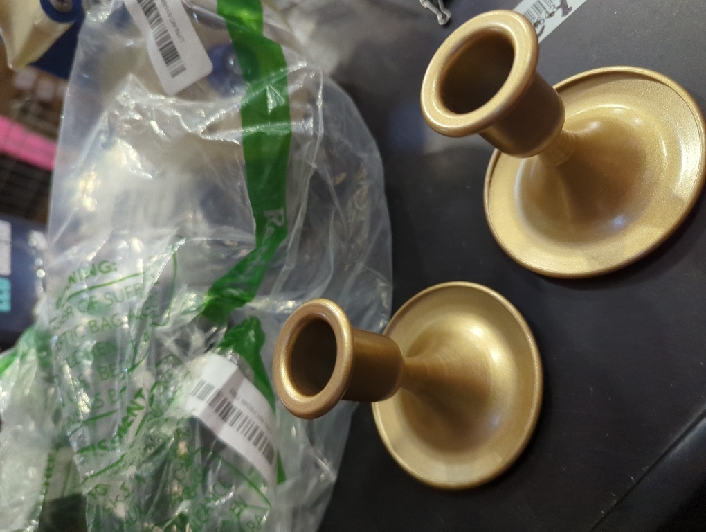 Candlestick Holders Taper Candle Holders, Romadedi Gold Candle Stick Candle Holder for Table Centerpiece, Wedding Reception, Festive Christmas Mantel Decoration or Home Decor, Set of 2