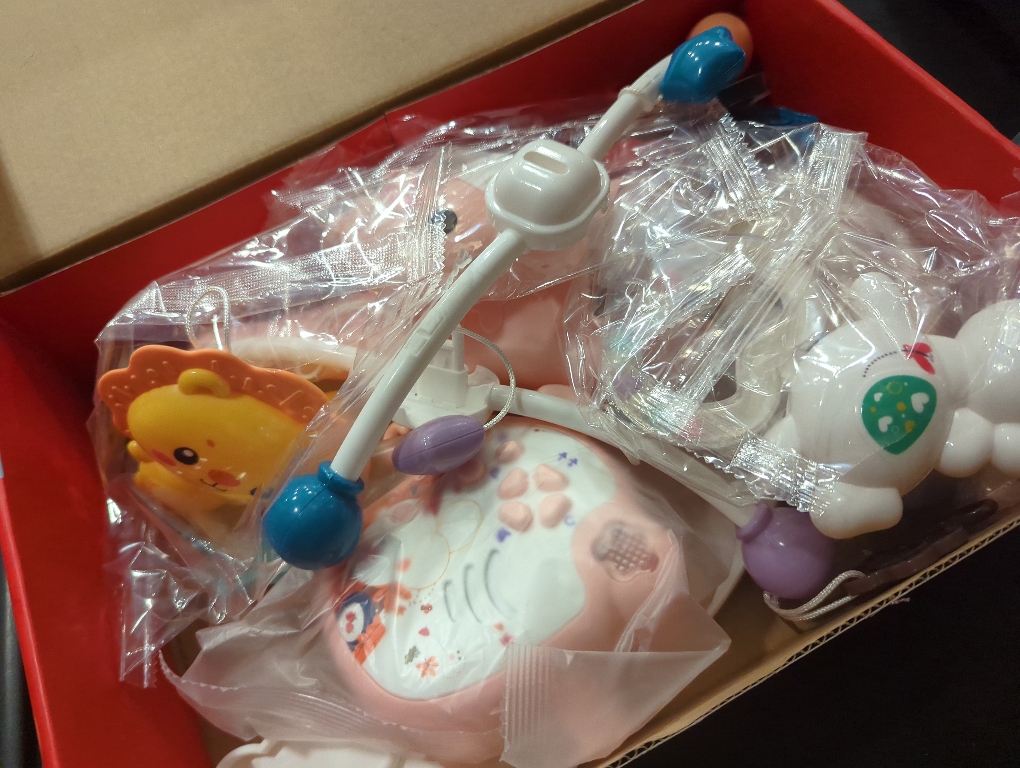 Baby Crib Mobile with Musical, Night Light & Moon Star Projector, Mobile for Crib with Remote Control Timing Function, 360° Rotation Crib Toys for Newborn Infant Boys and Girls(Pink)