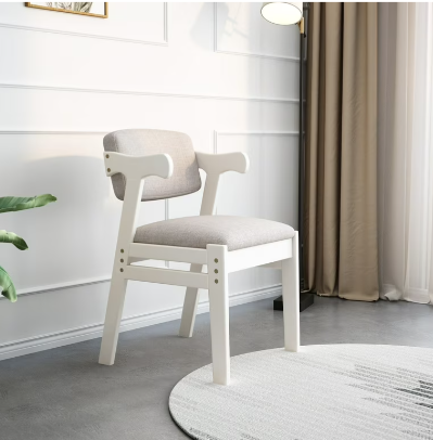 BALANBO Kids Study Chair Rubber Wood Height Adjustable Dining Chair/Office Chair/Leisure Chair（White）