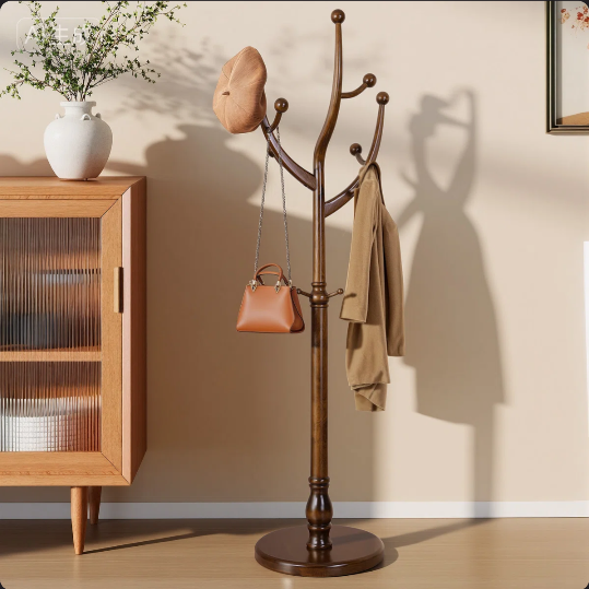 Ameeta Multi Hook Solid Wood Coat Rack Brown