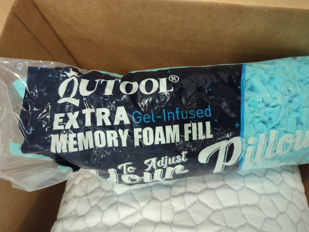 QUTOOL Cooling Pillow for Sleeping Shredded Memory Foam CertiPUR-US Certified, Soft and Supportive Adjustable Pillow for Side, Back, Stomach Sleeper, Hot Sleeper Solution for Boy Girls