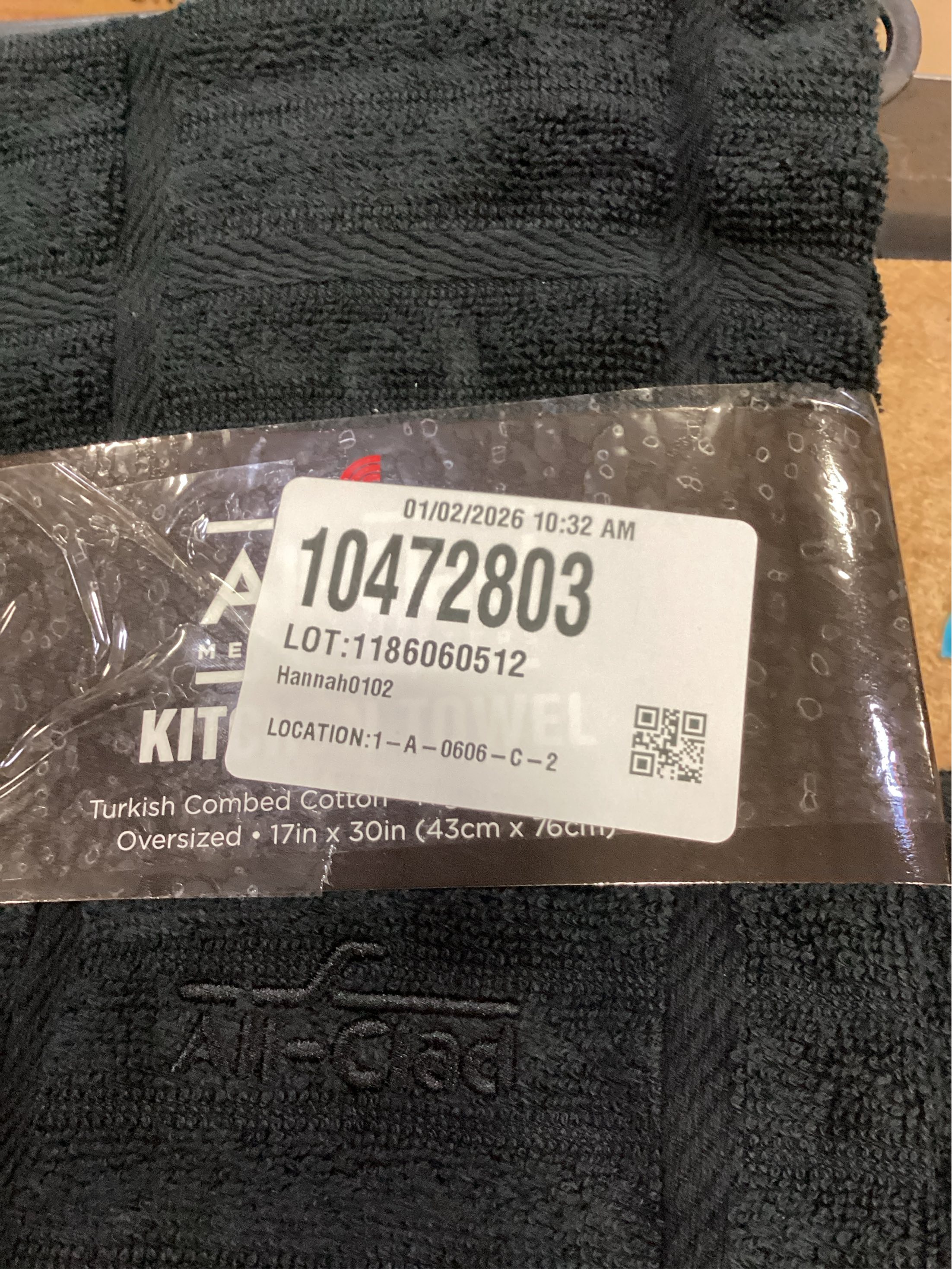 All-Clad Solid Cotton Kitchen Towel, 2 Pack, black