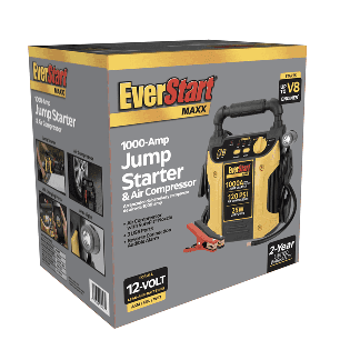 EverStart Maxx 1000 Peak Amp Jump Starter with 120 PSI Compressor, Pivoting LED Light, 3X USB Ports