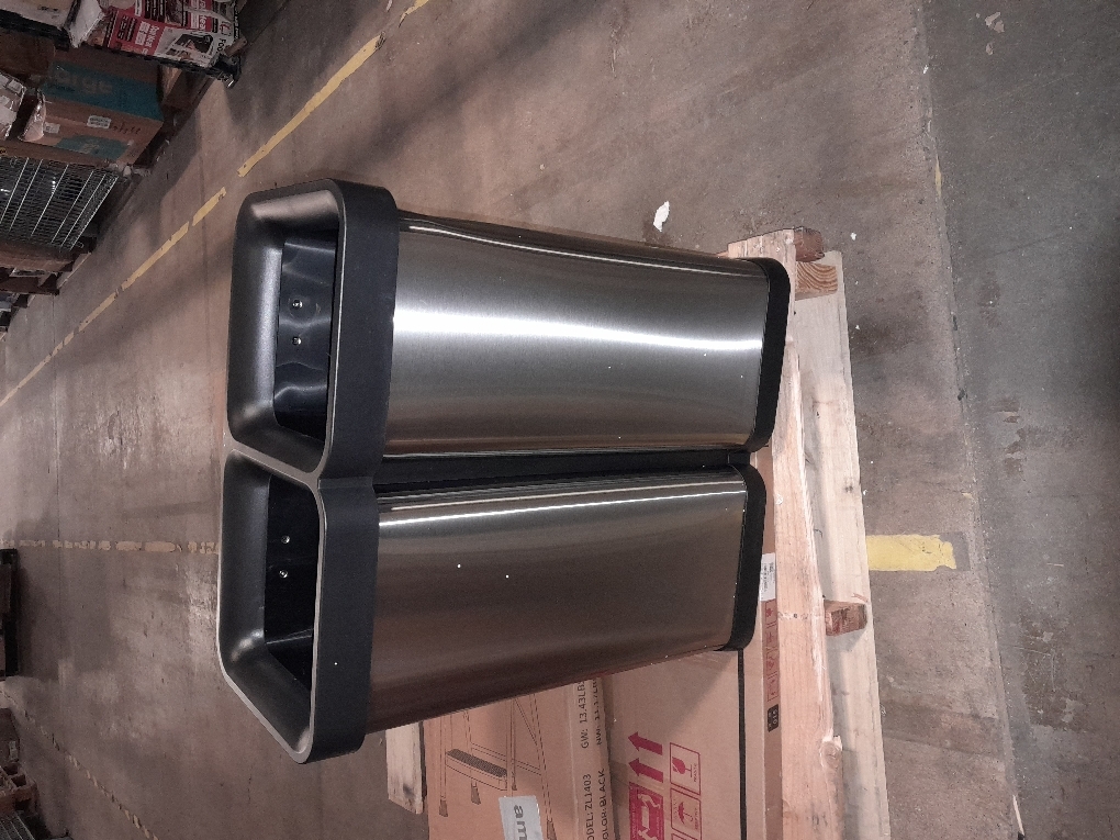 GAOMON 2x5.3 Gallon Kitchen Trash Can, Dual Compartment Waste Bins, Open Top, No Lid Stainless Steel Trash Bin for Kitchen, Office, Restaurant