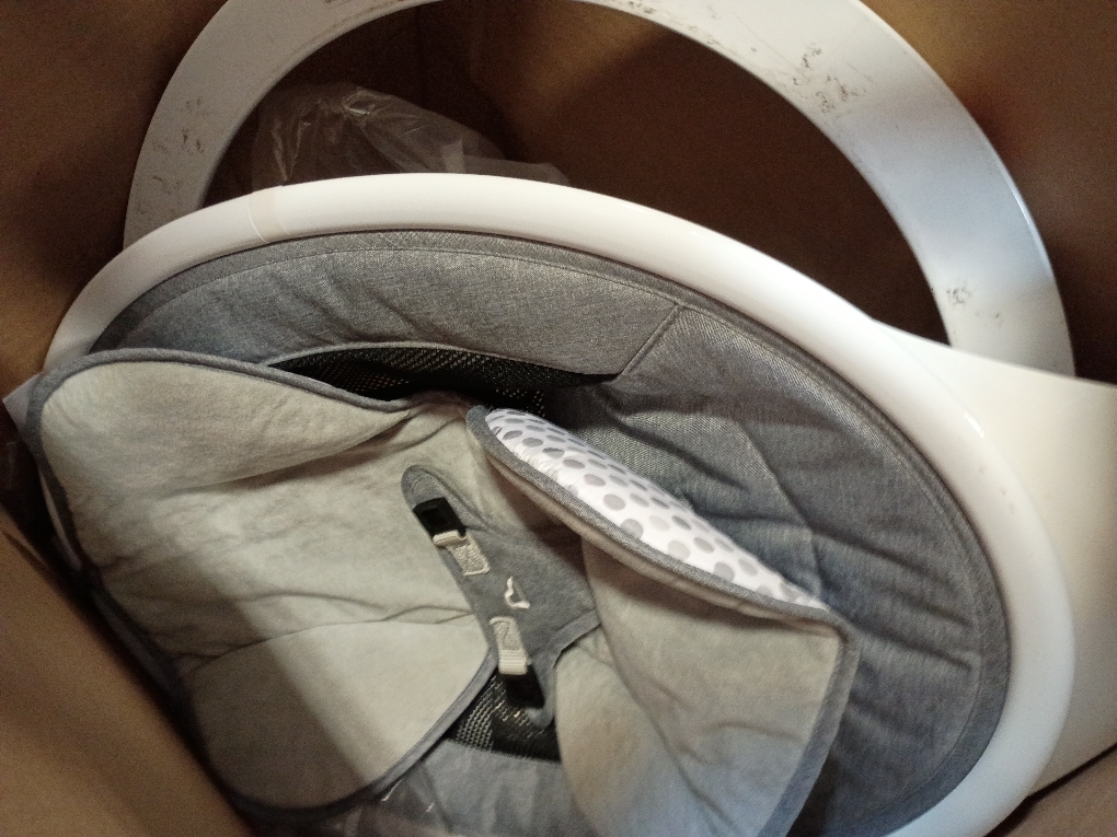 Munchkin Electric Baby Swing, Portable and Lightweight, Bluetooth Enabled Infant Rocker with Natural Sway in 5 Ranges of Motion, Newborn Nursery Essentials, White/Grey