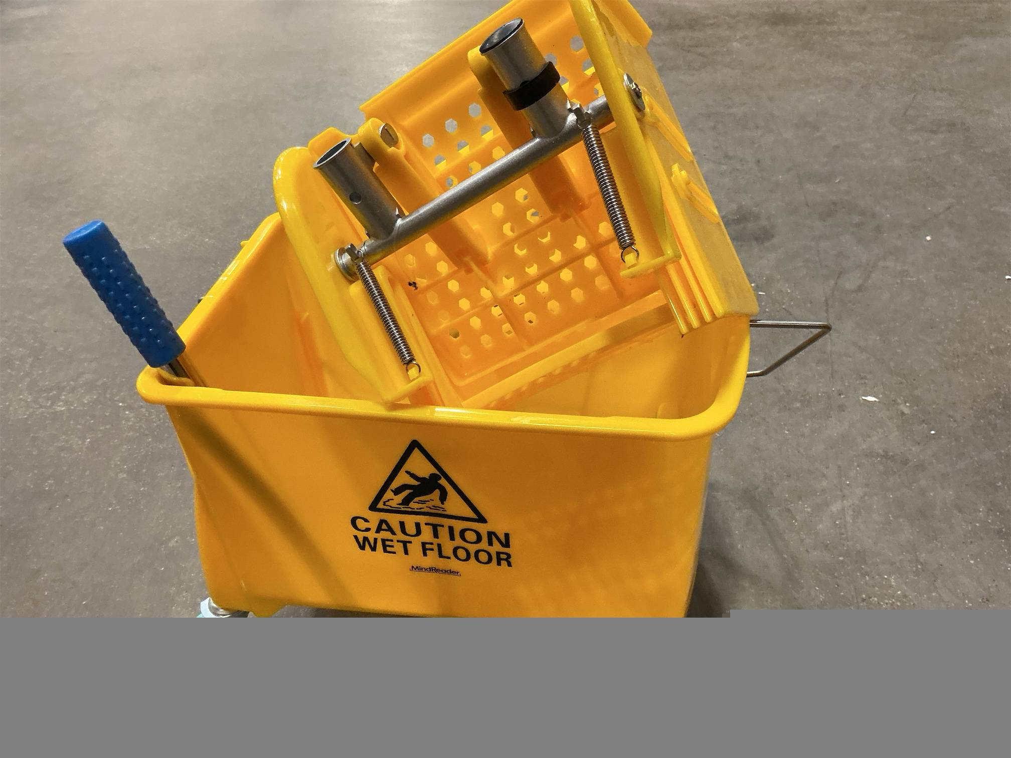 Mop Bucket with Wringer on Wheels Small 5 Gallon, Heavy Duty Dual Chamber Industrial Mop Bucket Separate Dirty Water, Perfect for Business Household, 20 Quart Yellow
