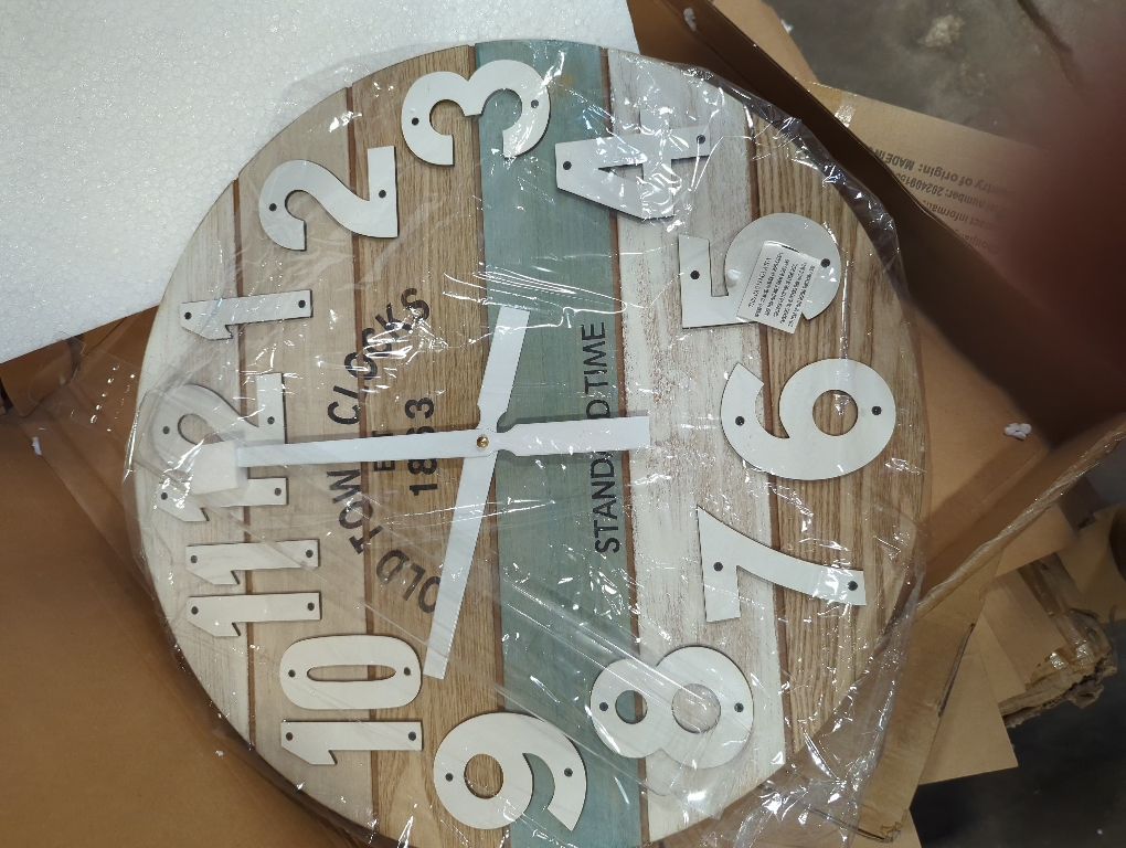 18 Wooden Multi-Color Maritime Coastal Beach Large Number Wall Clock (Blue, 18 inch)