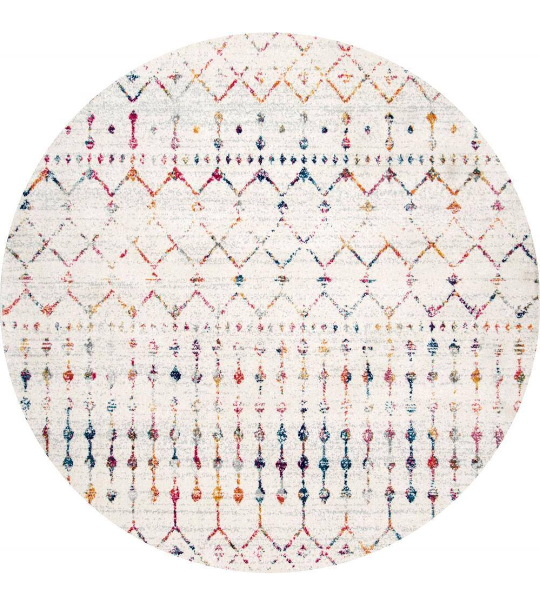 Blythe Modern Moroccan Trellis 8 ft. Light Multi Round Rug