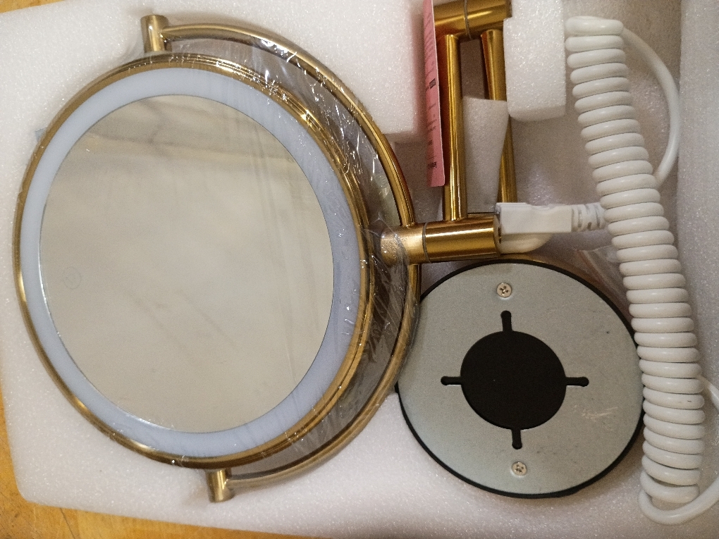 9 Wall Mounted LED Makeup Mirror, 1X/10X Magnifying Mirror Corded, Gold | Large Size, Plug-in, Not Battery Operated, 2-Sided Vanity Mirror, Extended Arm, 3 Color Lights, 360° Swivel, Touch Dimmable