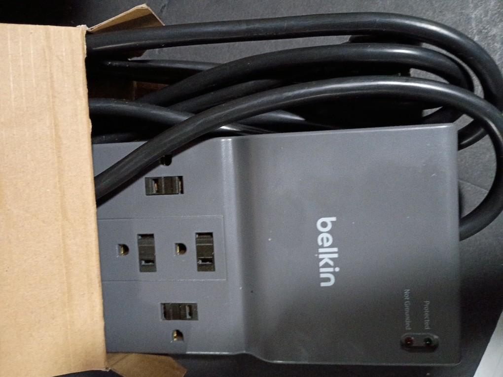 Belkin 12-Outlet Surge Protector w/ 12 AC Outlets & 2.4M Long Flat Plug Heavy-Duty Extension Cord for Home, Office, Travel, Computer Desktop, Laptop & Phone Charger, 3,940 Joules of Protection
