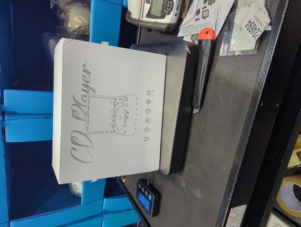 Rechargeable Leather CD Player with Speakers, Bluetooth Transmitter, Festival Gift, BGM Player for Home Decor., white