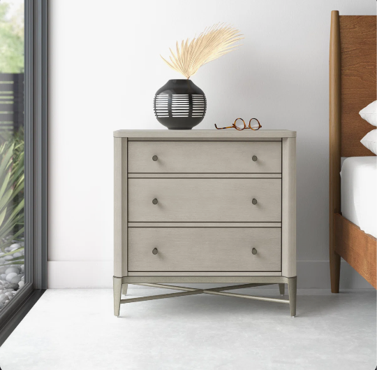 Maisie 3 Drawer Nightstand Gray