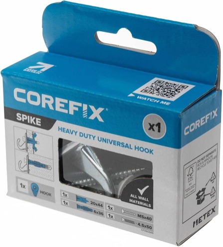 Corefix Spike Large Wall Hook Nickel Finish, Silver