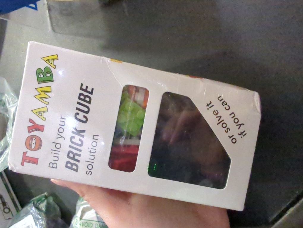 3x3 Brick Speed Cube with Building Blocks, Mini Toy Included, Compatible with Lego Cube, Educational Toy (Black)