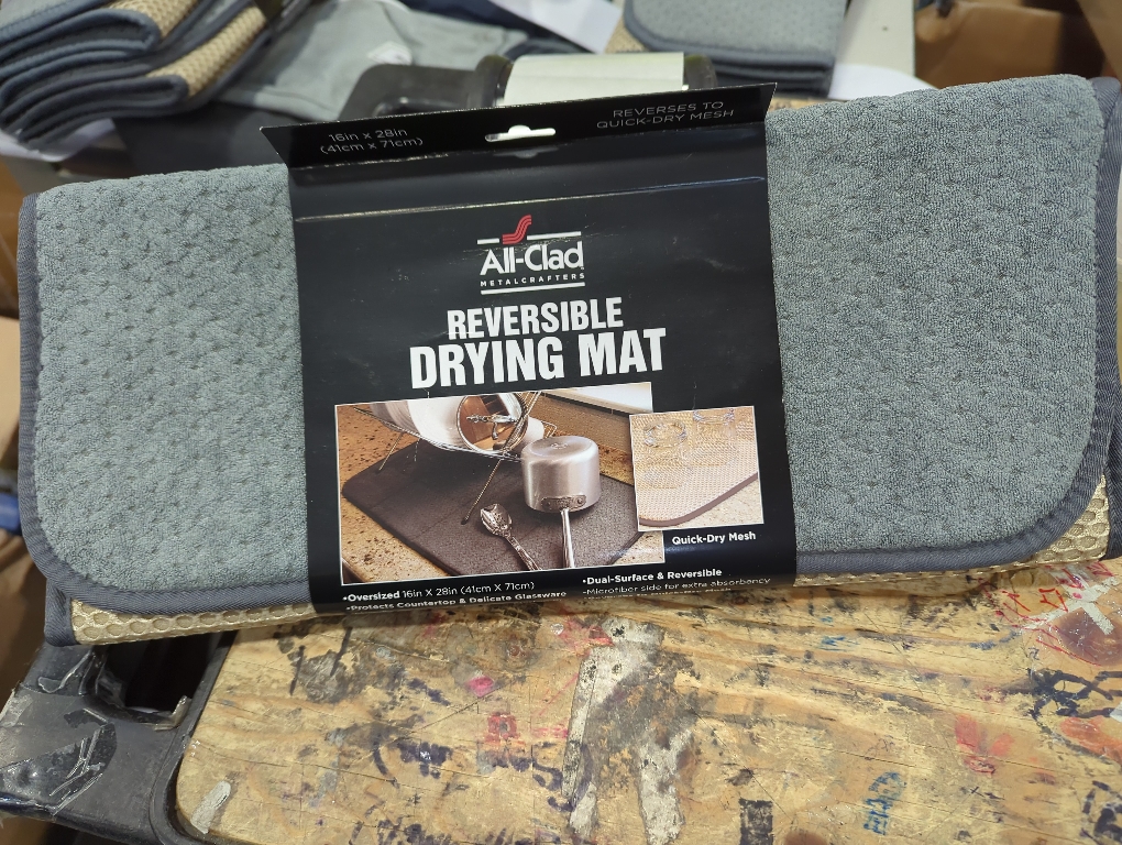 All-Clad Premium Reversible Dish Drying Mat for Kitchen: 16 x 28 Ultra-Absorbent, Long-Lasting, No Condensation, and Oversized for Large Pots and Pans - 2 Pack, Pewter